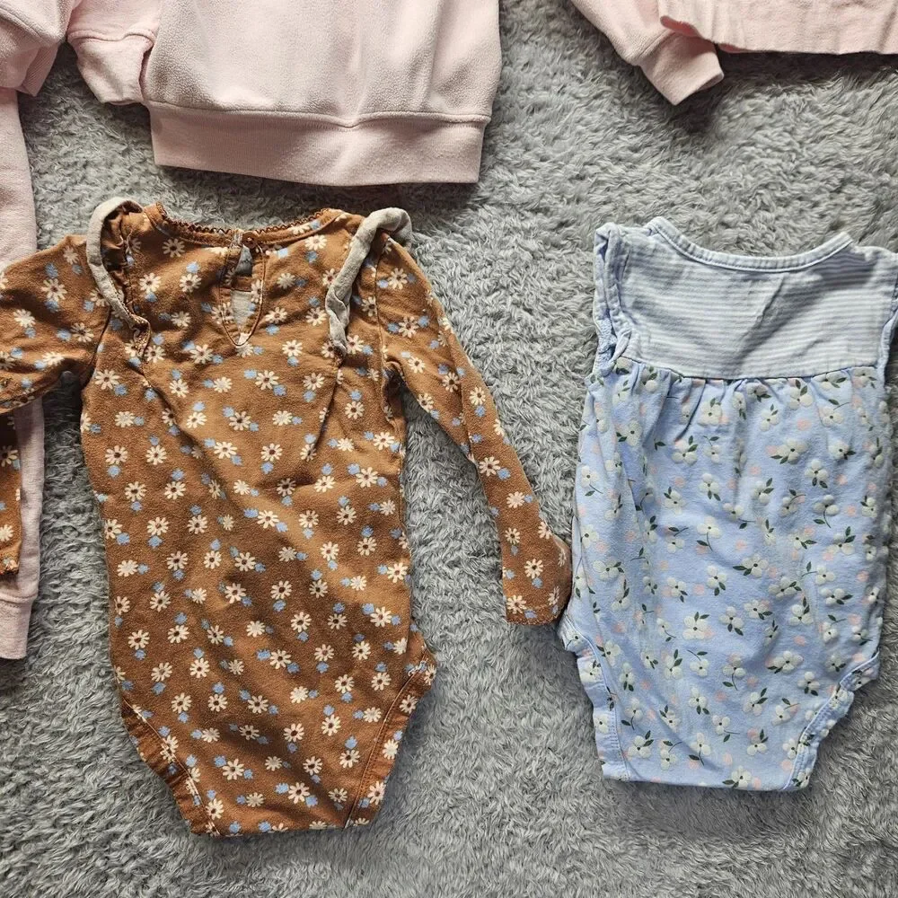 Carter's Baby Girl Clothing Bundle Pink Floral One Piece Size 12 Months